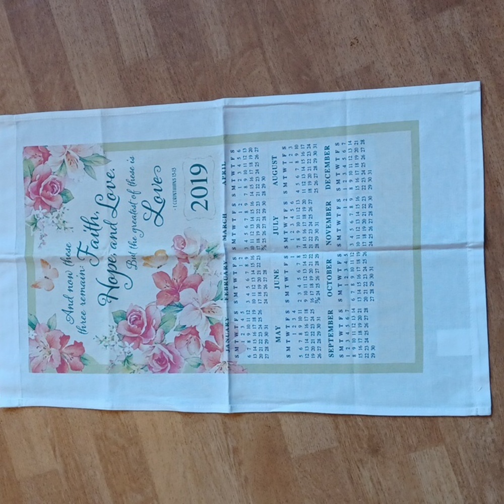Calendar towel 2019 faith hope love